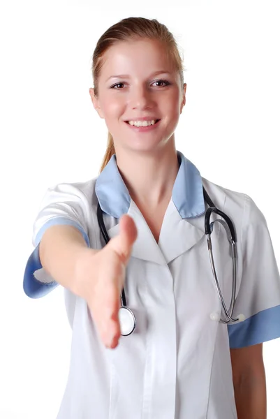 Медсестра со стетоскопом — стоковое фото