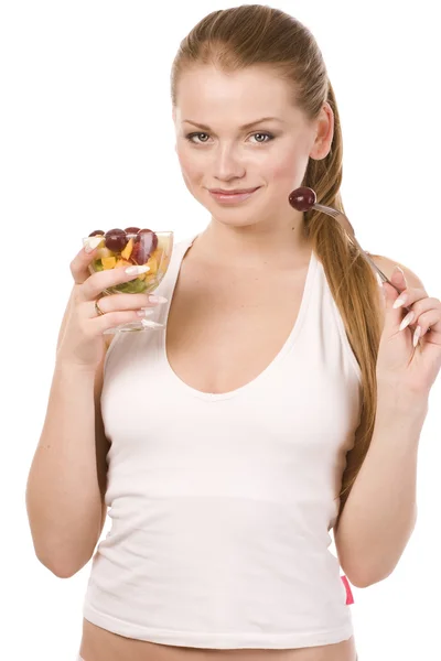 Kvinna med salladsskål — Stockfoto