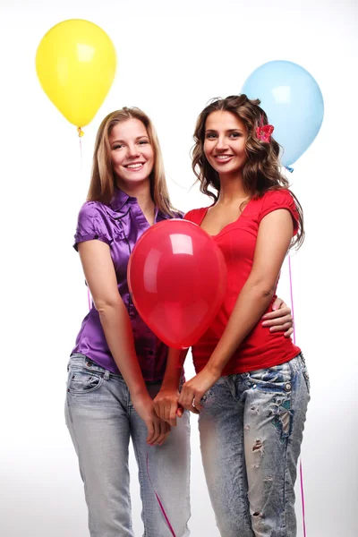 Girlfriends and balloons — Stock Photo, Image