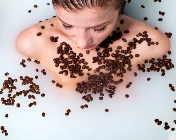 In bath with coffee — Stock Photo, Image