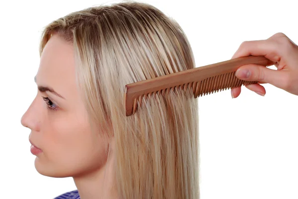 Long hair and comb — Stock Photo, Image
