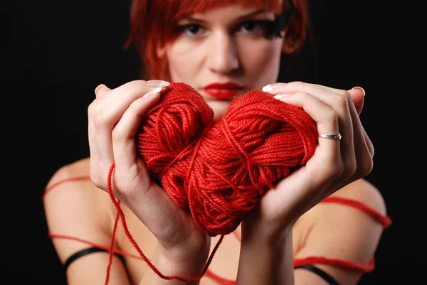 stock image Woman with red clew