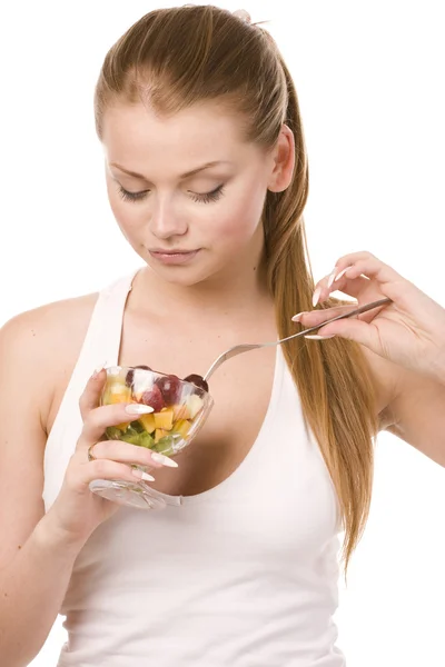 Woman with salad bowl — Stock Photo, Image