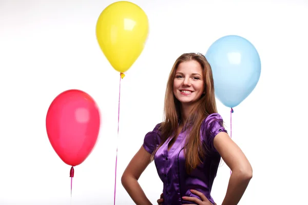 Женщина и воздушные шары — стоковое фото