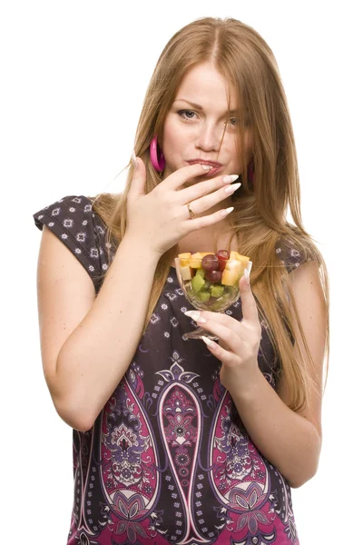 Жінка з салатом — стокове фото