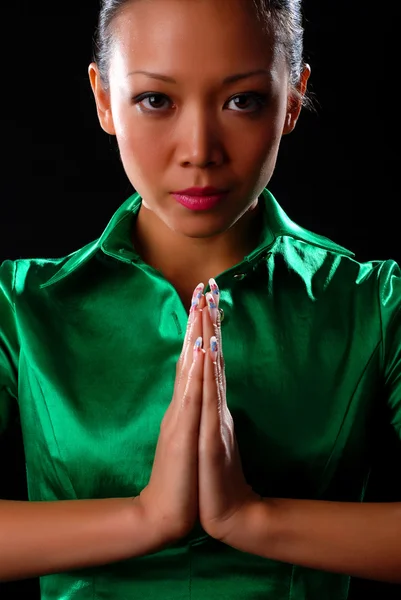 stock image Woman in green shirt