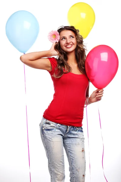 Kobieta i balony — Zdjęcie stockowe