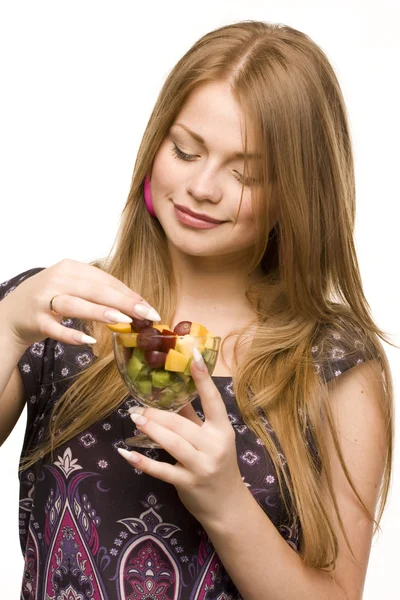 Kobieta z salaterki — Zdjęcie stockowe
