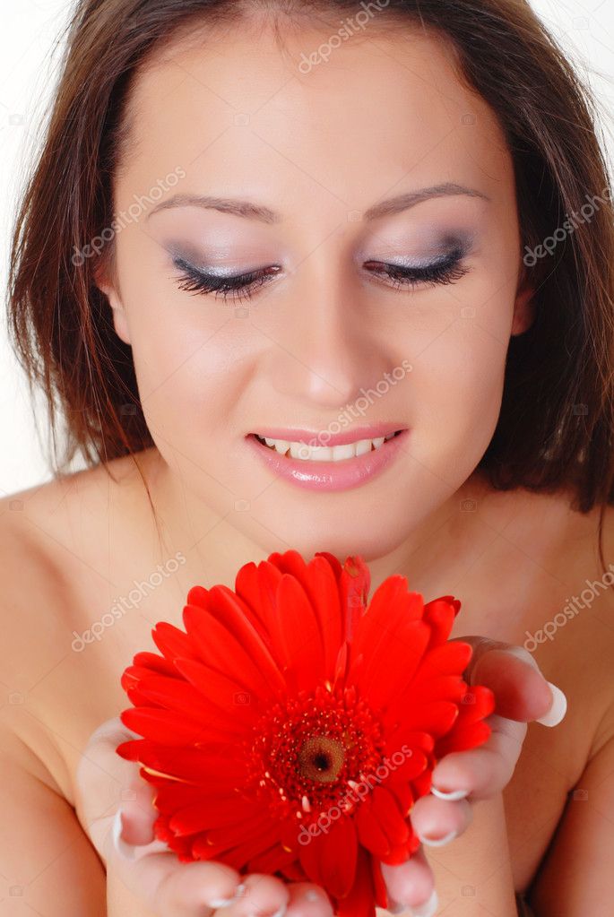Beautiful Woman And Flower — Stock Photo © Dmitroza 2904425