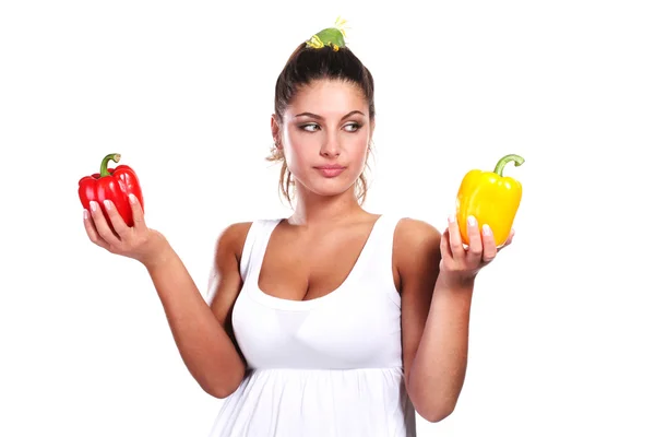 Woman and pepper — Stock Photo, Image