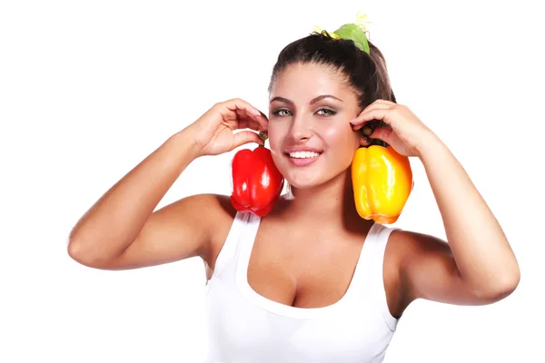 Woman and pepper — Stock Photo, Image