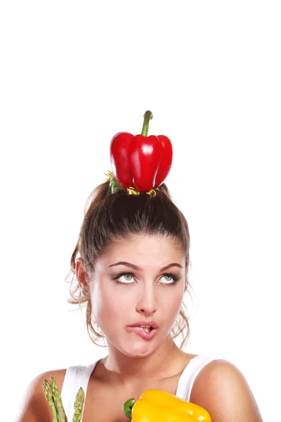 Woman and vegetables — Stock Photo, Image