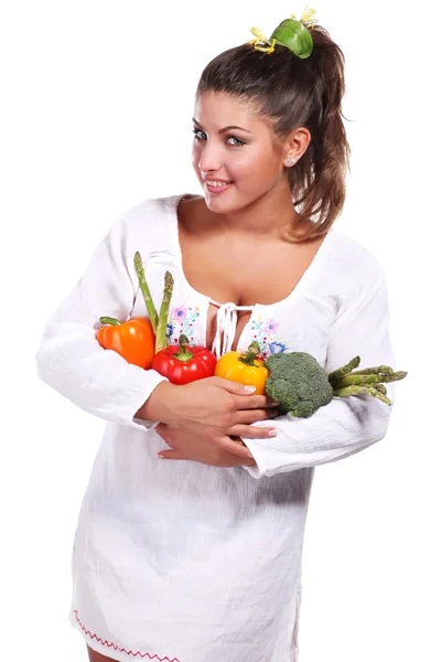 Mujer y verduras — Foto de Stock