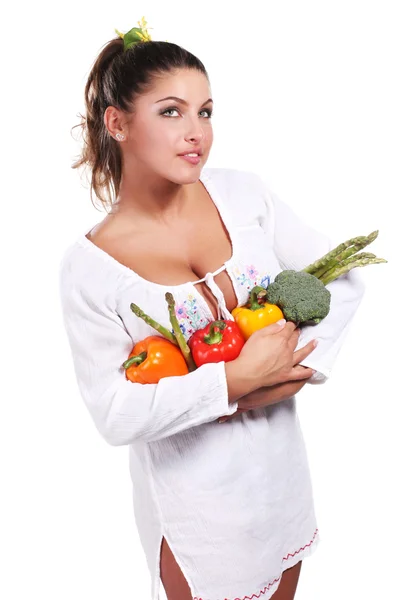 Mujer y verduras — Foto de Stock