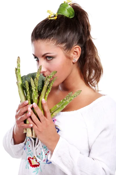有蔬菜的妇女 — 图库照片