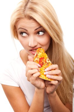 Woman with pizza clipart