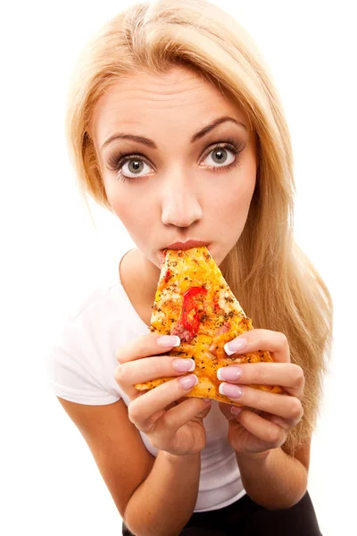 Femme avec pizza — Photo