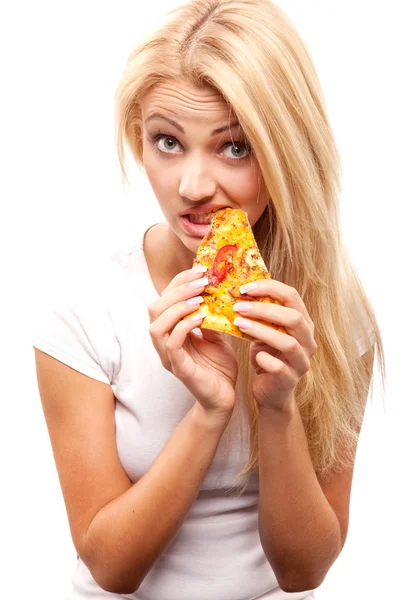 Woman with pizza Stock Photo