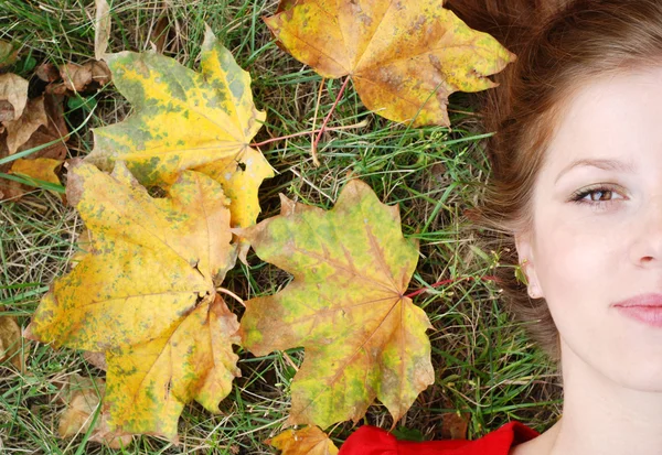 stock image Woman with maple leaf