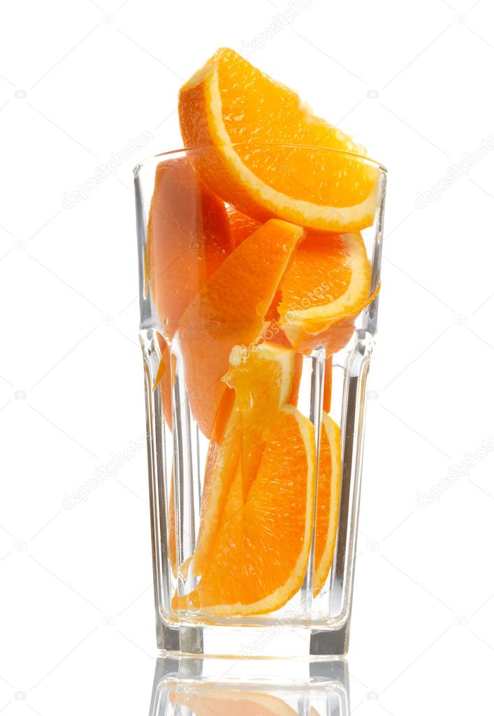 Orange slices in glass