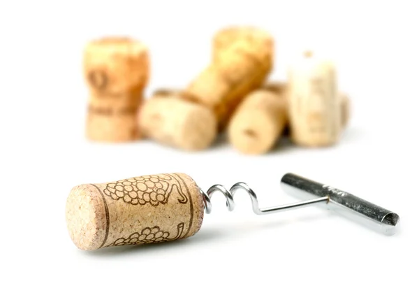 Sacacorchos y tapones de vino — Foto de Stock