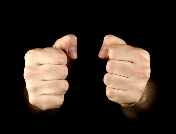 Two fist isolated on black background — Stock Photo, Image