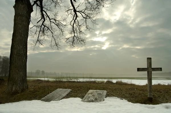 stock image Cross and grave