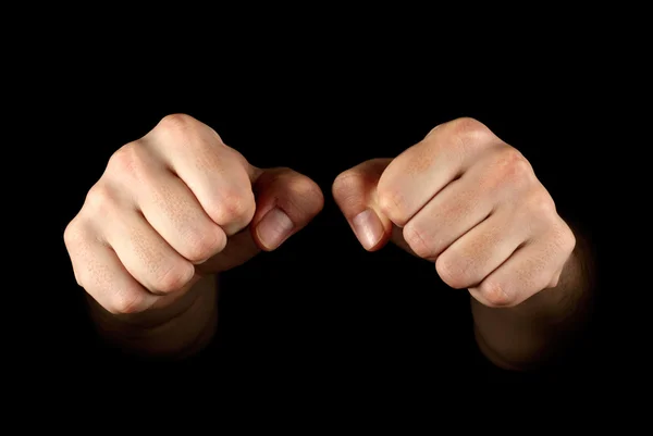 Two fist isolated on black background — Stock Photo, Image