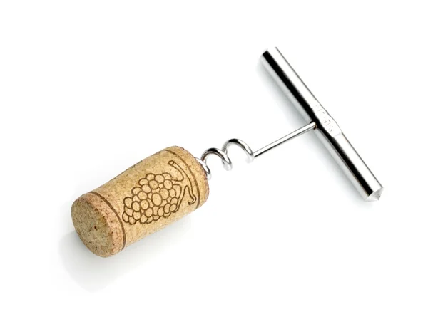 Corkscrew with cork — Stock Photo, Image