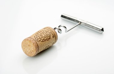 Corkscrew with cork clipart