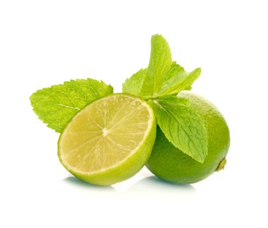 Limes and mint isolated on white background clipart