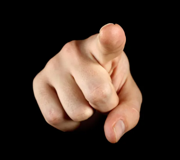 Siyah arkaplanda işaret parmağı — Stok fotoğraf