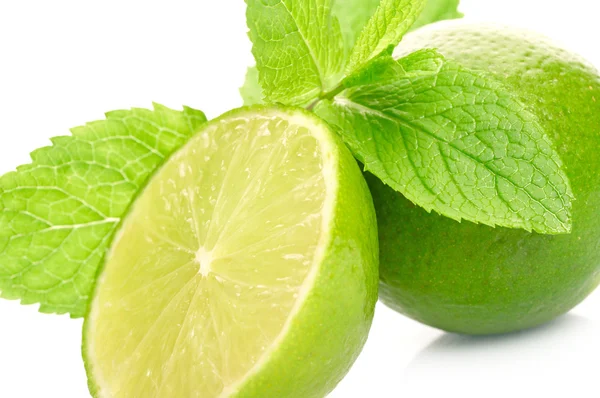 Limes and mint isolated on white background — Stock Photo, Image