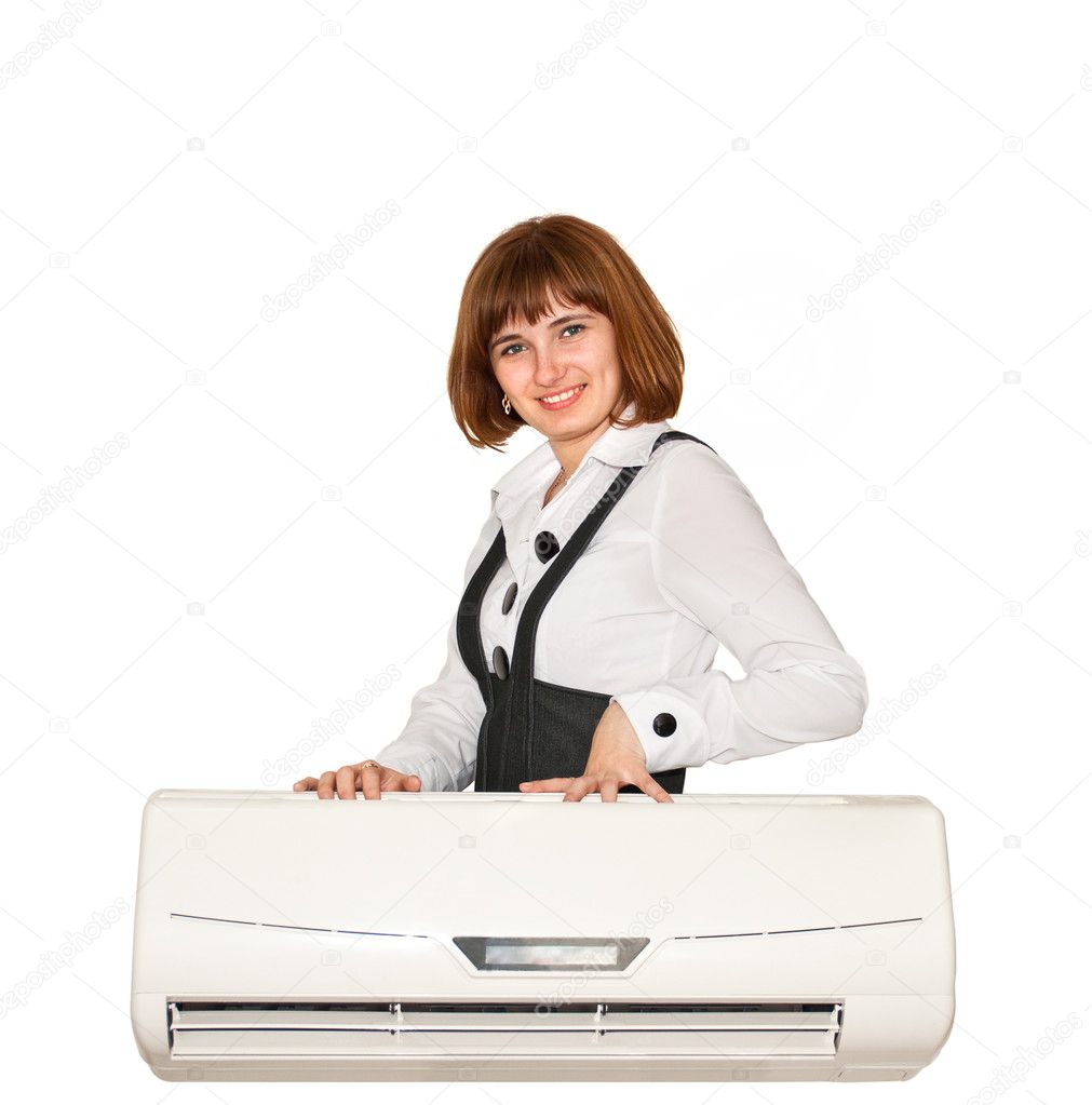 Girl with air conditioning