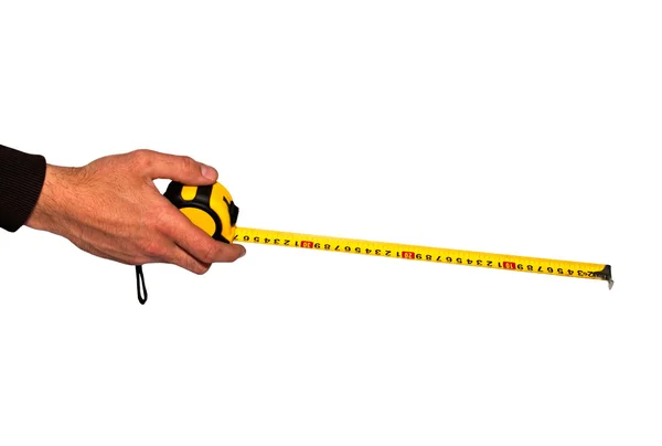 Tape measure in hand — Stock Photo, Image