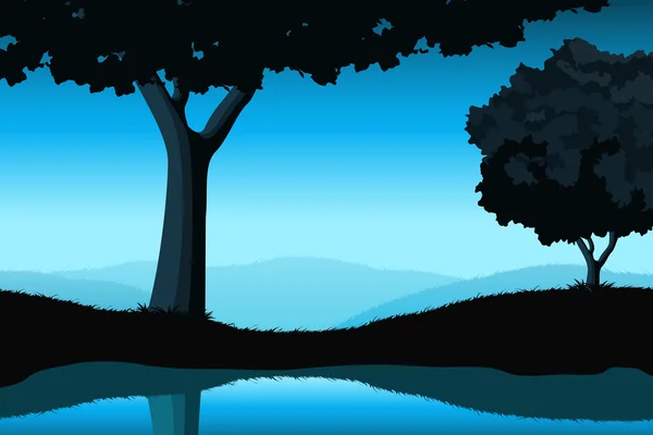 Paysage majestueux avec arbre — Image vectorielle