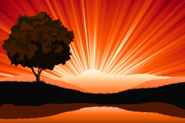 Incroyable paysage naturel lever de soleil — Image vectorielle