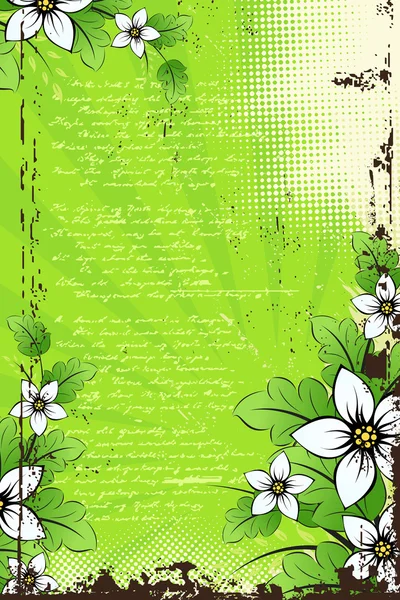 Гранжевий квітковий фон з листям — стоковий вектор