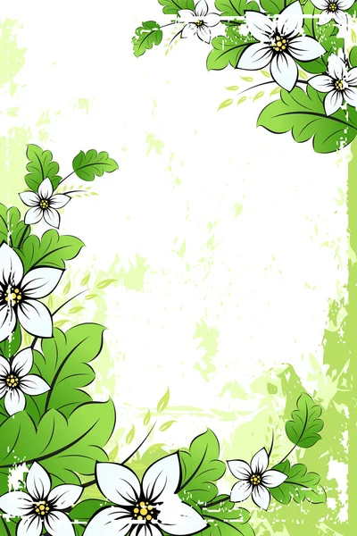 Grunge fond de fleur avec des feuilles — Image vectorielle