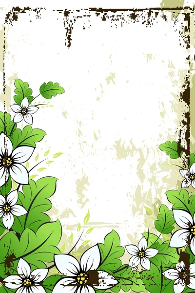 Grunge bloem achtergrond met bladeren — Stockvector