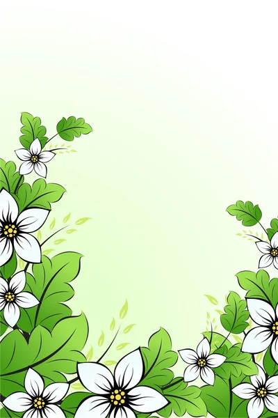 葉と花の背景 — ストックベクタ