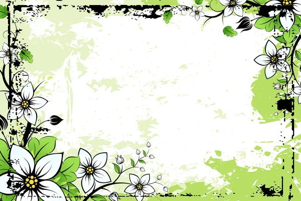 Grunge 花卉背景与叶 — 图库矢量图片