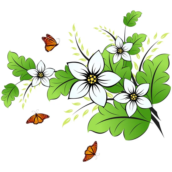 Fond de fleur avec papillon — Image vectorielle