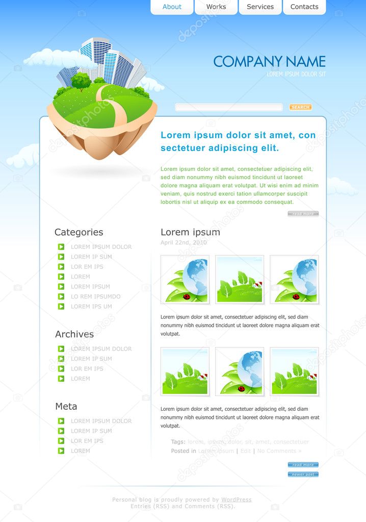 Web site design template. vector