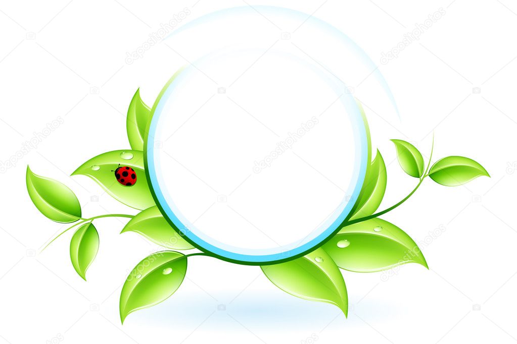 Green ecology concept with plant and ladybird for your design
