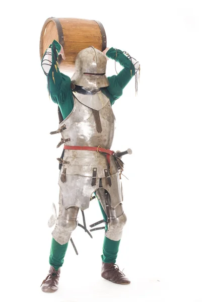 Middeleeuwse ridder met vat — Stockfoto