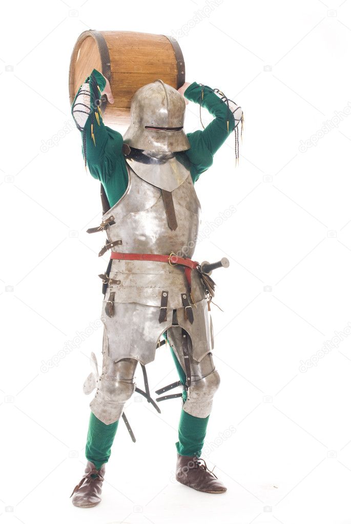 Medieval knight with barrel