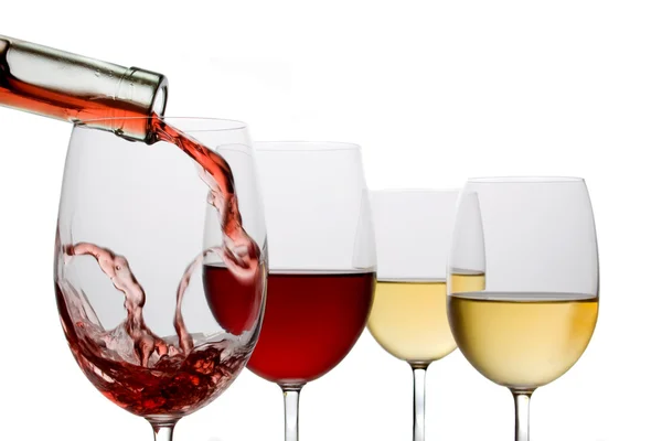 Rode en witte wijn — Stockfoto