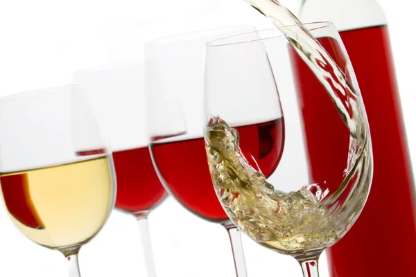 Beyaz ve kırmızı şarap — Stok fotoğraf