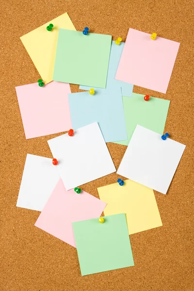 Cork board with blank notes — Stock Photo, Image